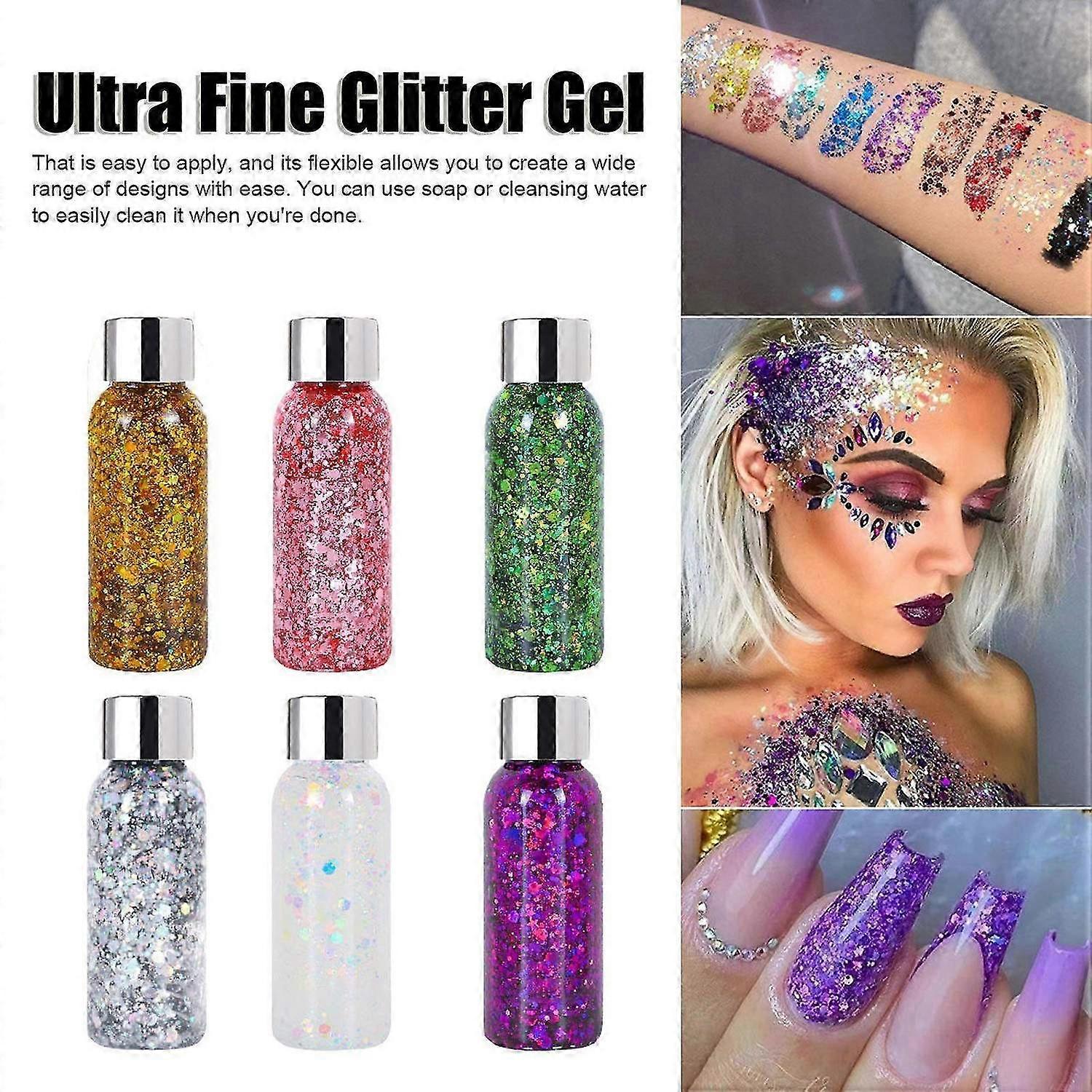 2025 Latest Model 6 Colors Set Fine Glitter Holographic Glitter Craft Cosmetic...