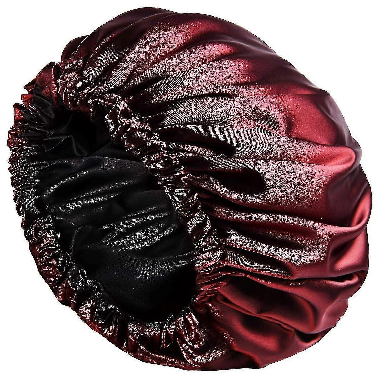 Satin Bonnet Sleep Bonnet Cap - Extra Large, Double Layer, Reversible, Adjustable Satin Cap For Slee (ShiKai)