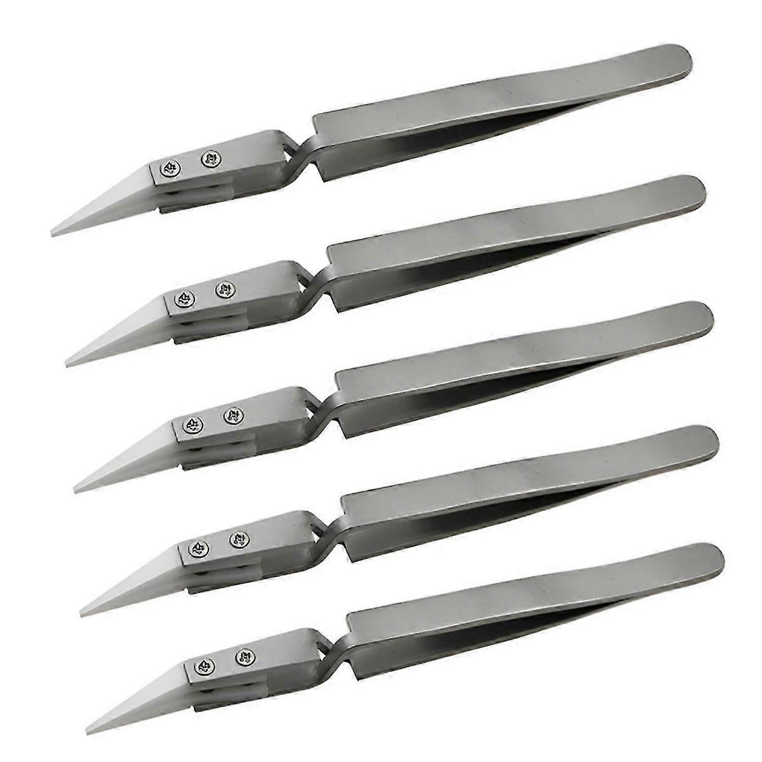5PCS Ceramic Tip Electronic Soldering Tweezers,Anti-Static,B