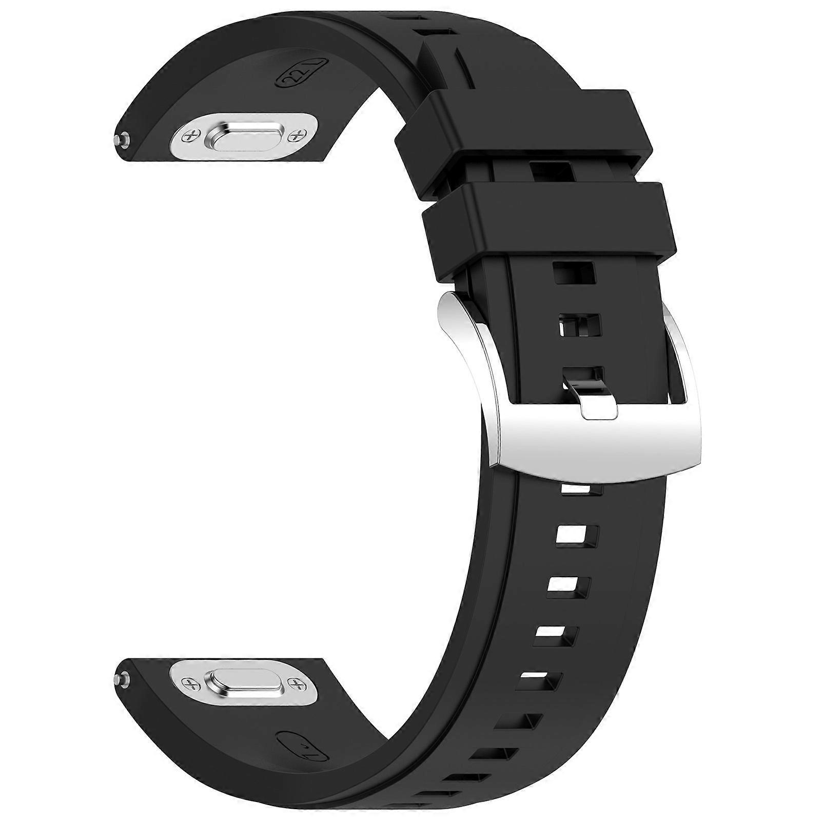 Silicone Watch Strap 22mm Push-Button Watch Band Accessories for HUAWEI GT6, GT5, GT4 (Black)