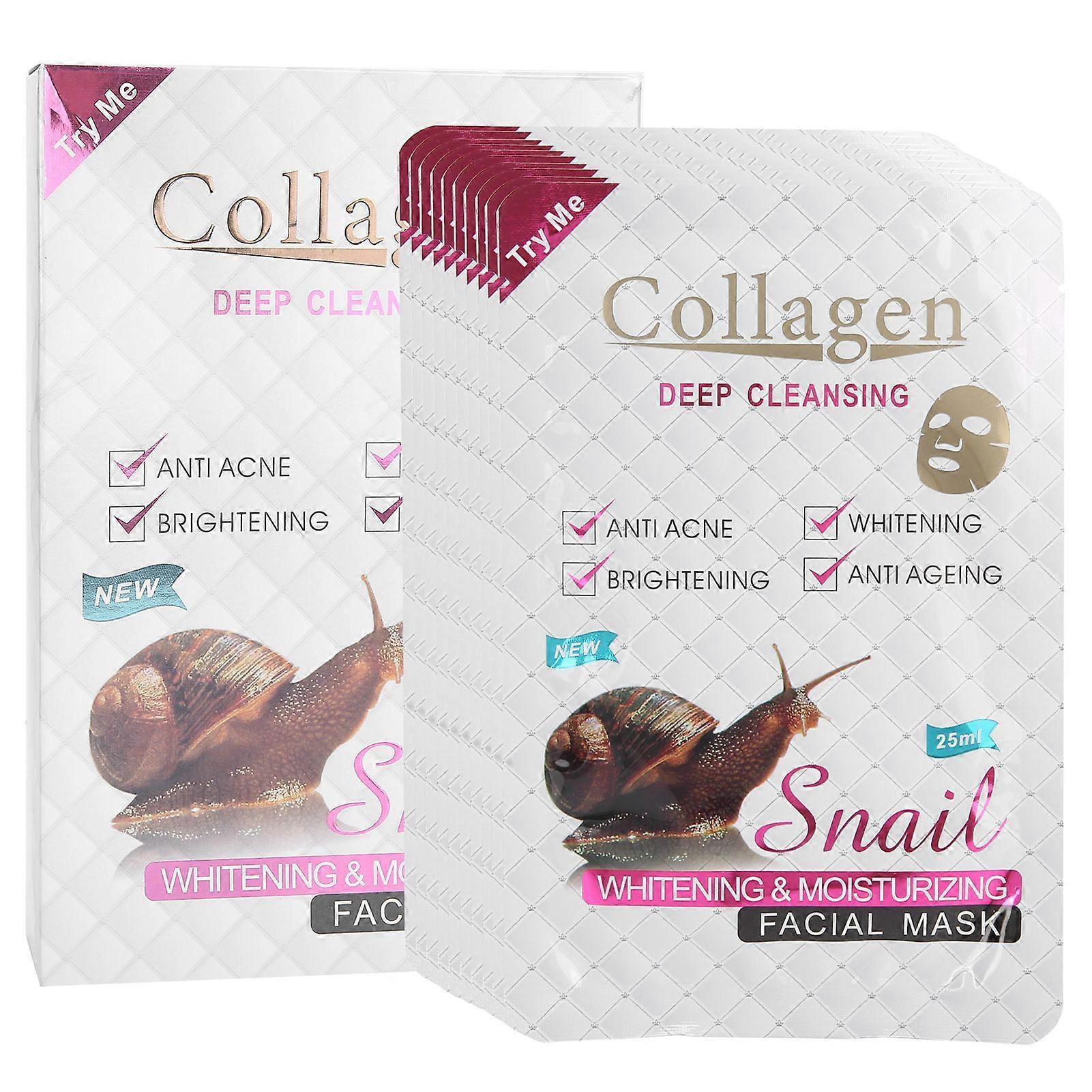 10PCS Facial Sheet Mask Moisturizing Hydrating Anti Ageing Reduce Pores Collagen Skin Care Mask