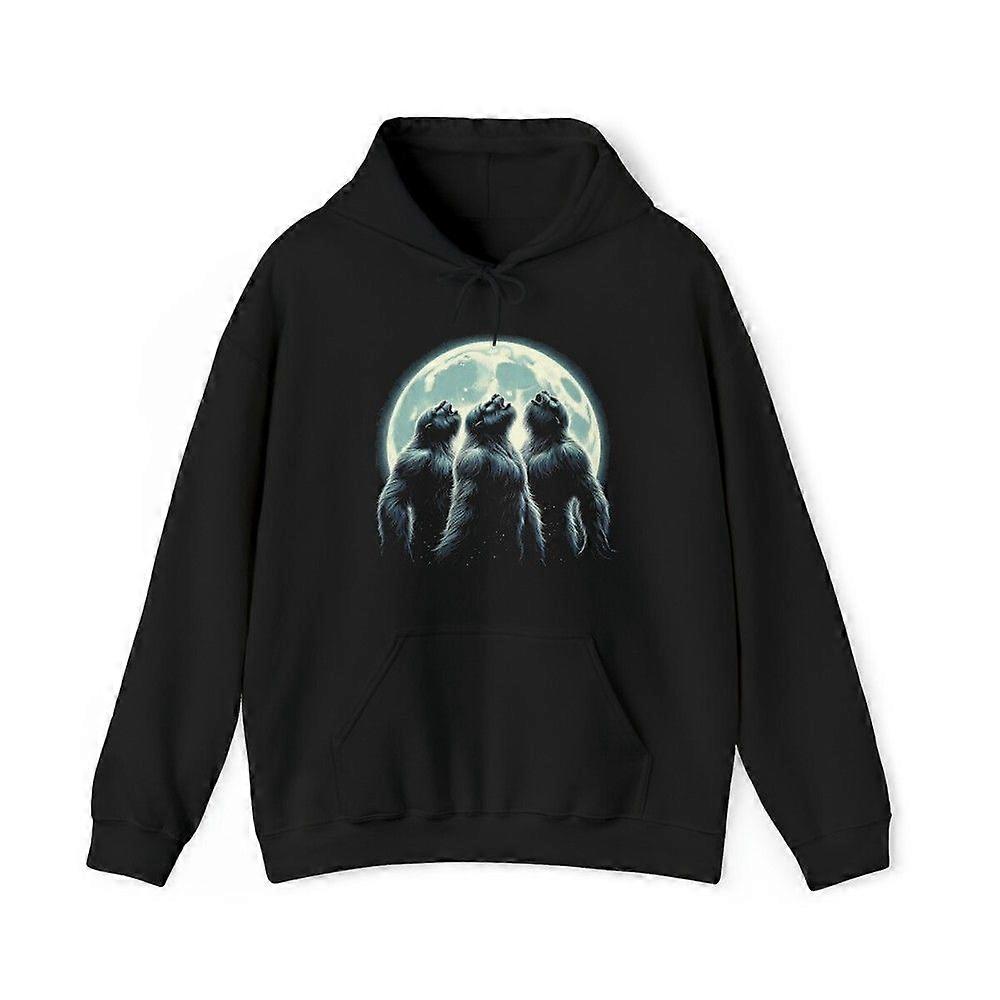 Three Sasquatch Howling Moon Graphic Hoodie, Größen S-3XL