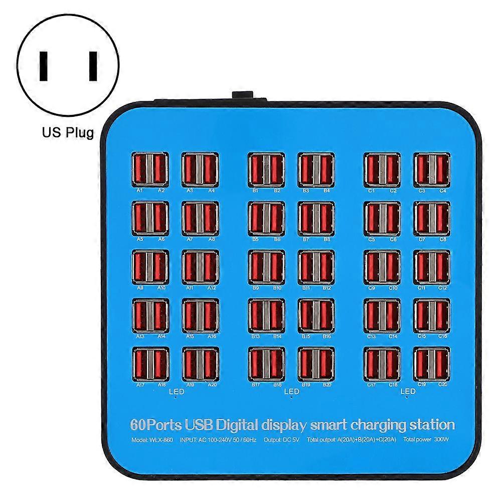 Ευφυής σταθμός φόρτισης USB 60 κέλυφος 300W επιβραδυντών πυρκαγιάς ABS PC λιμένων