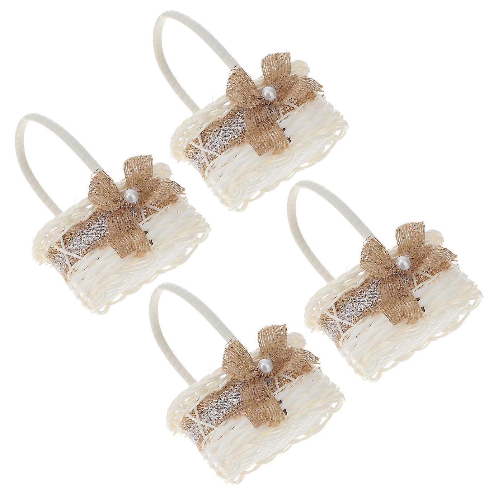 Mini Decorative Basket Paper Rope Braided Lace Twine for 3Sets