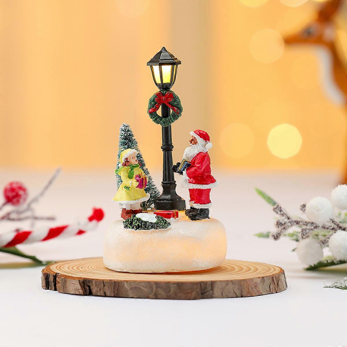 New luminous Christmas resin ornaments small house Christmas decorations street lamp ornaments Christmas gifts