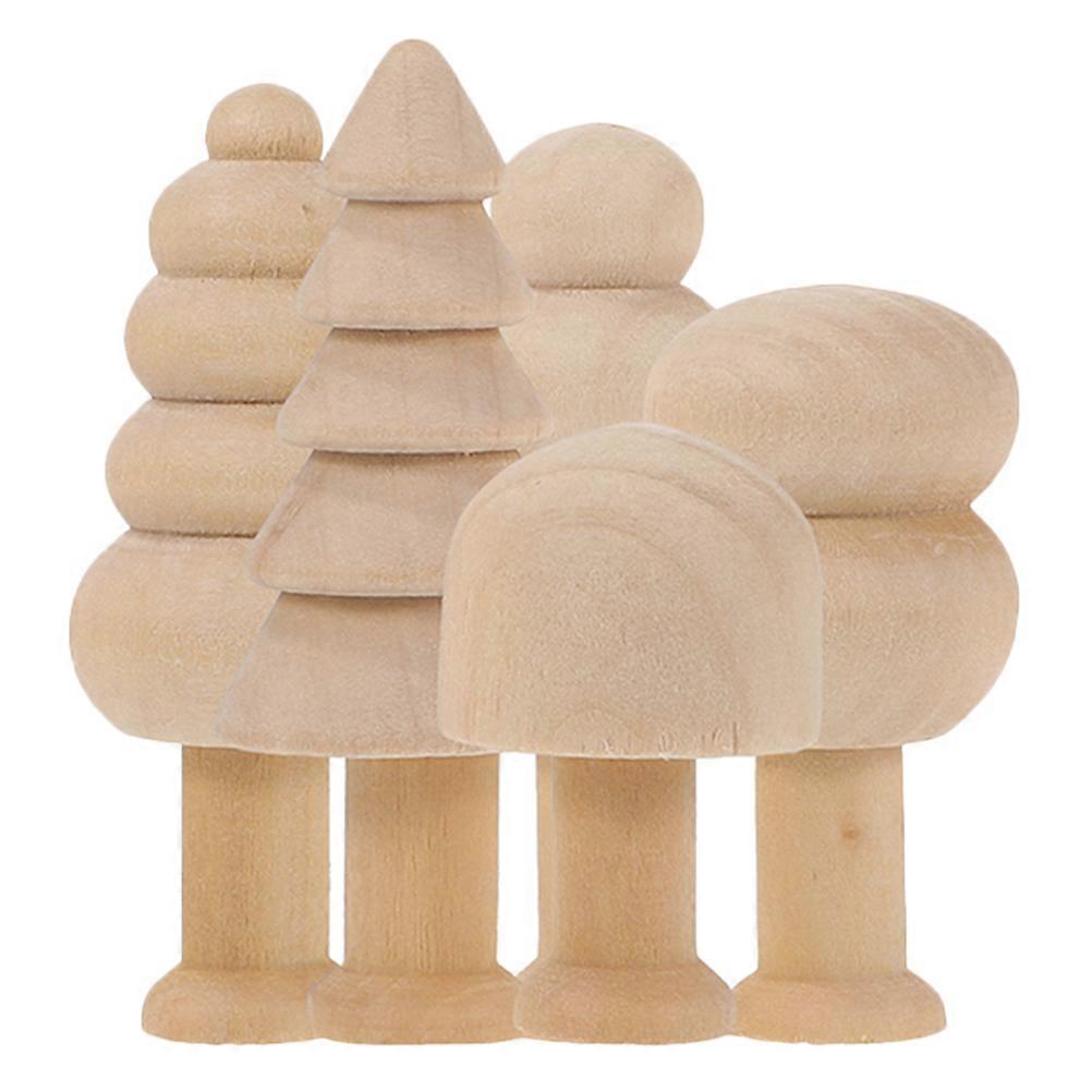 Wooden Trees for Crafts with 25Pcs Unfinished Miniature Peg Doll Set