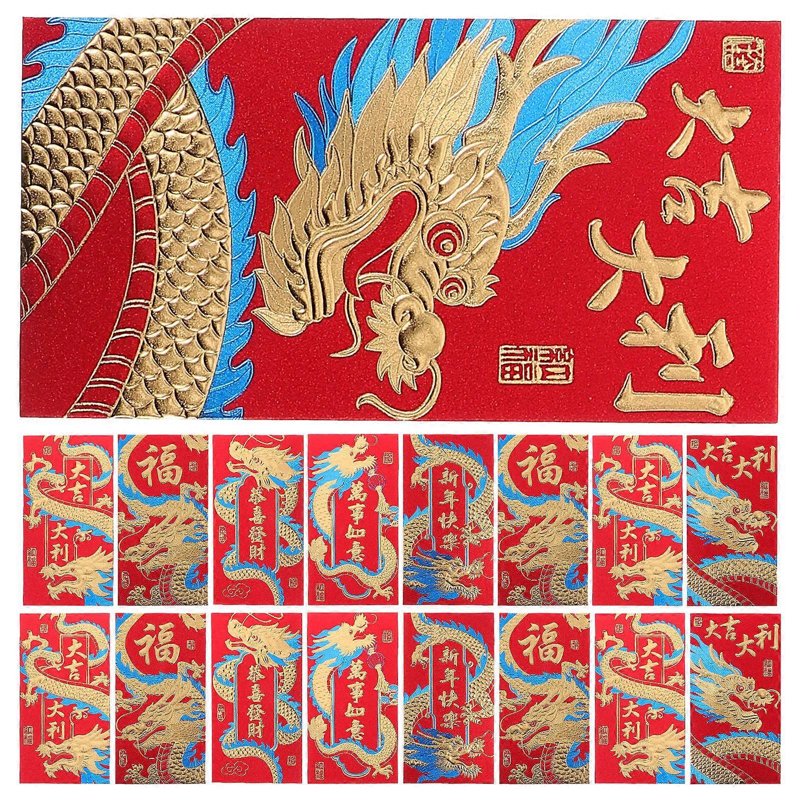 New Year Red Envelope Gift Giving Money Pockets for Family Assorted Color Paper 24Pcs