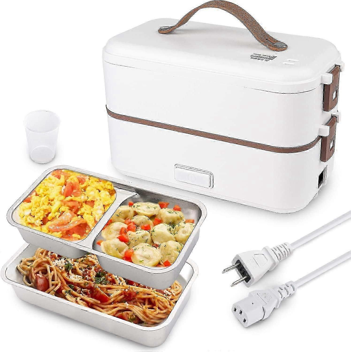 Self-Heating Food Container with 2 Layers for Adults Electric Lunch Box Warmer Bento
