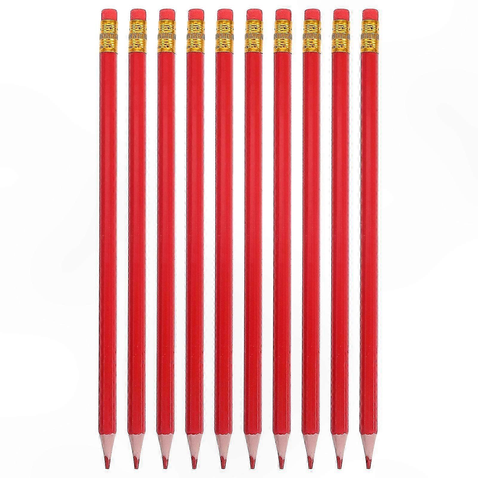 12 Pcs Sharpened Red Erasable Colored Pencils with Erasers for Drafting, Checking, Map Coloring, and Tests