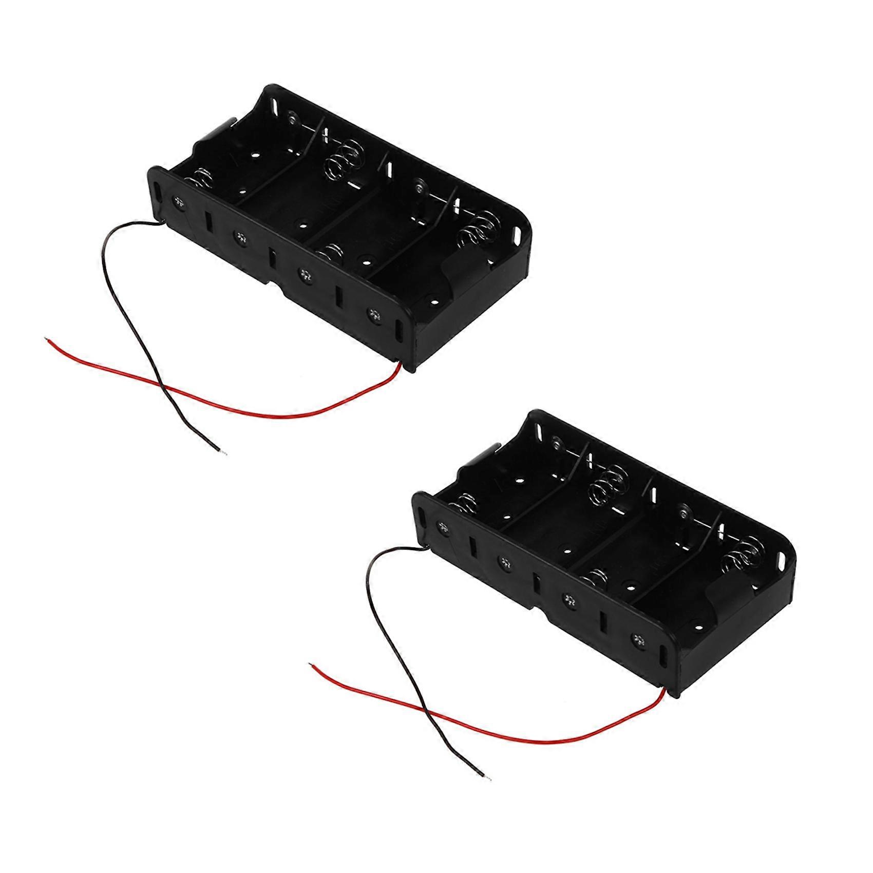 2X Spring Clip Black 4 x 1.5V D Size Battery Batteries Holder Case