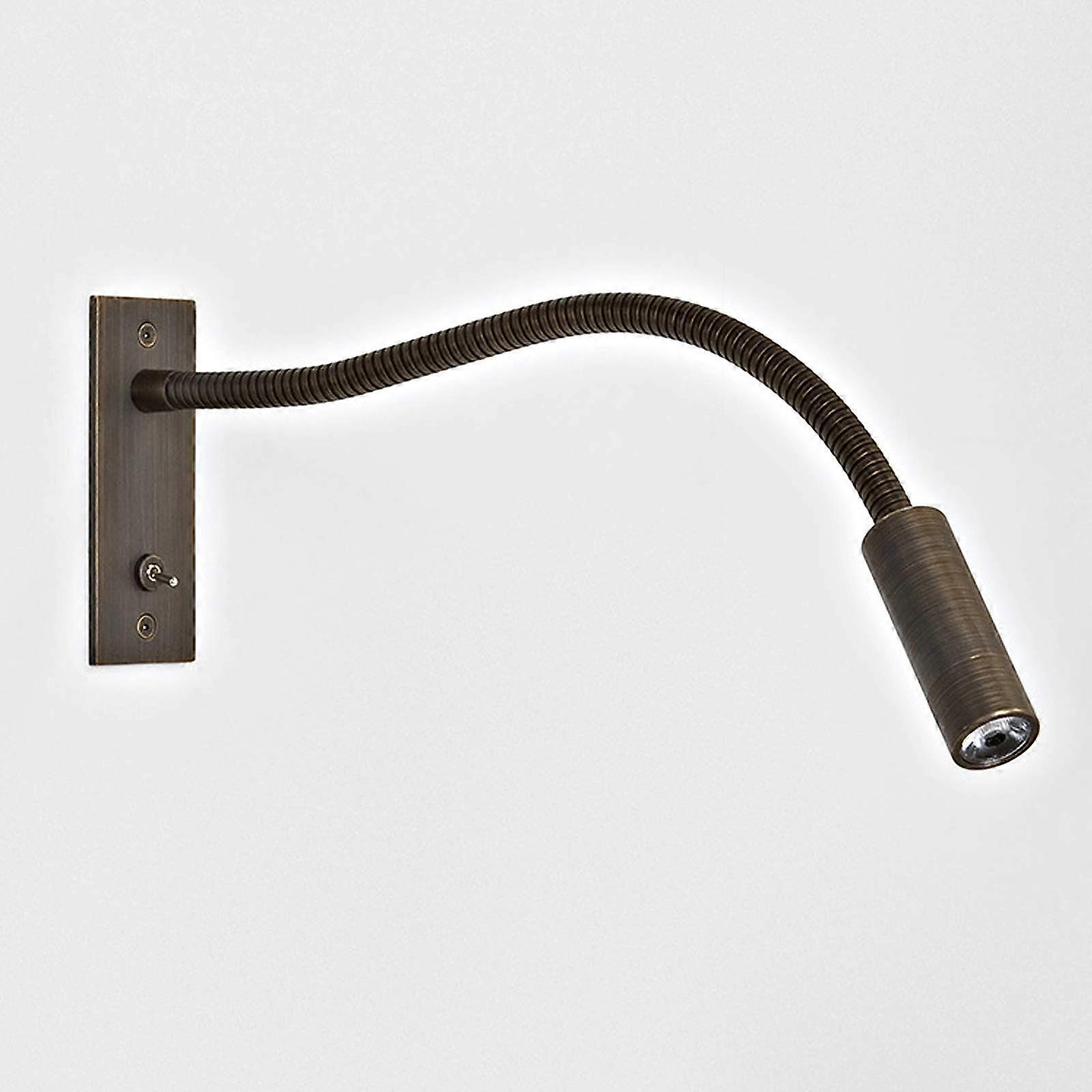 Flexible Gooseneck LED Spotlight Wall Lamp, 360° Rotatable Bedside Reading Light, Bronze Finish, Wall Mounted Design