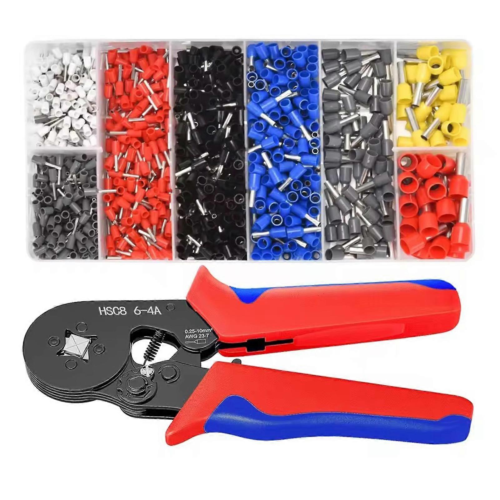Self-Adjusting Wire Ferrule Crimper Set With Connectors Self-Adjusting Mechanism For Consistent Perfect Crimps for Home Electrical Wiring Projects
