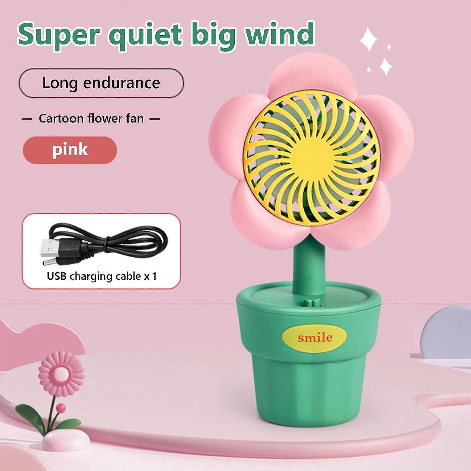 WSBDENLK Mini USB Charging Fan for Office, Dorm, Desktop, Portable Handheld, Compatible with Small Flower Pot Decor