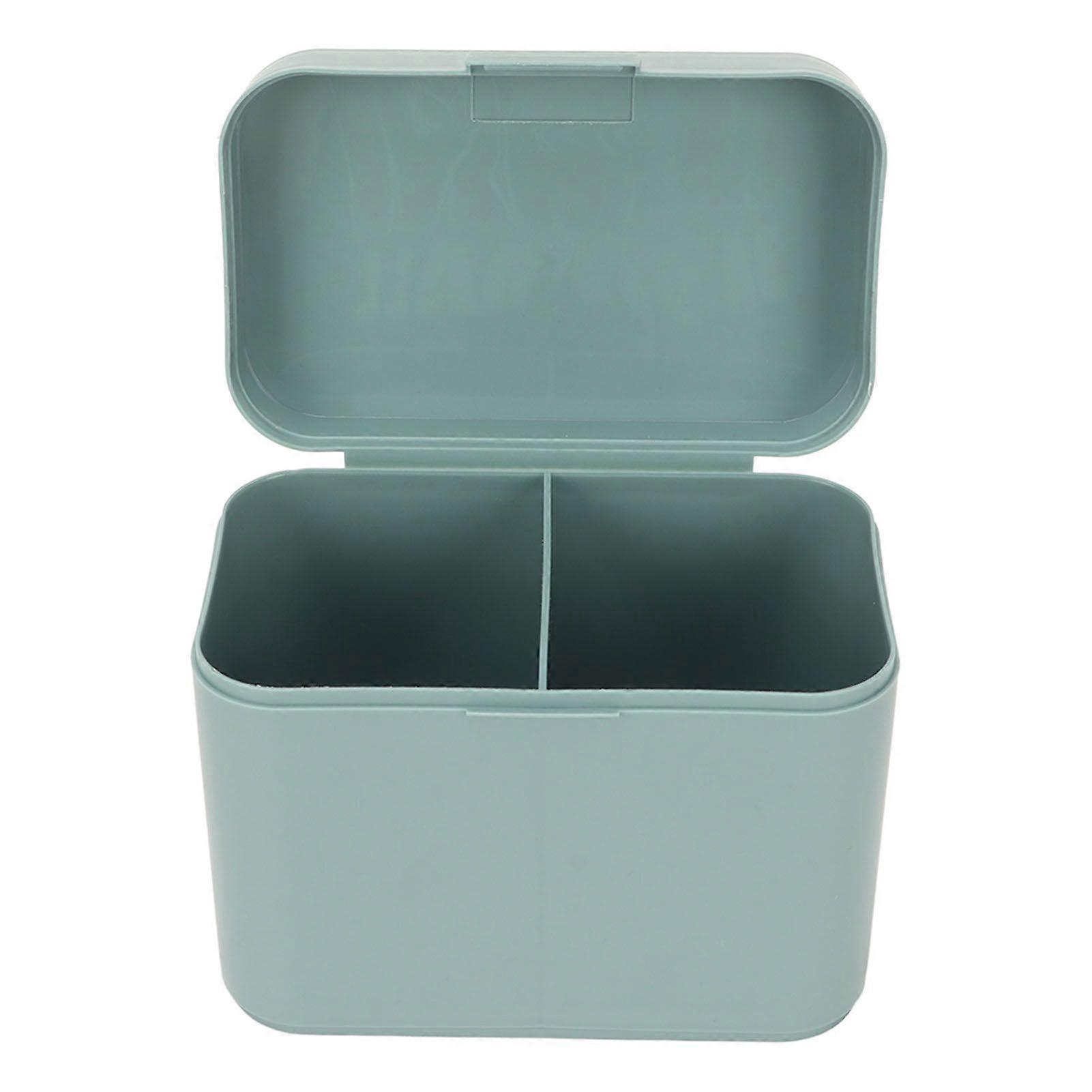 Desktop Storage Box 2 Grids Separate Multifunctional Dustproof High Capacity Single Layer Cotton Pad Organizer Green