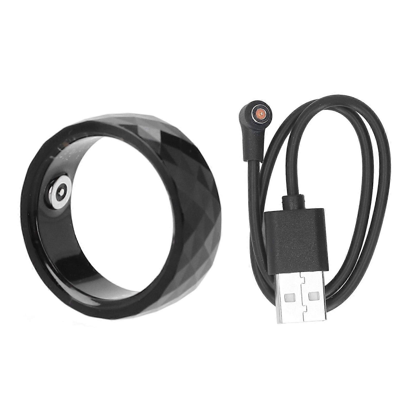 Smart Ring Waterproof Step Counting Multiple Sport Modes Long Battery Life for LuckRing App Black Size 22