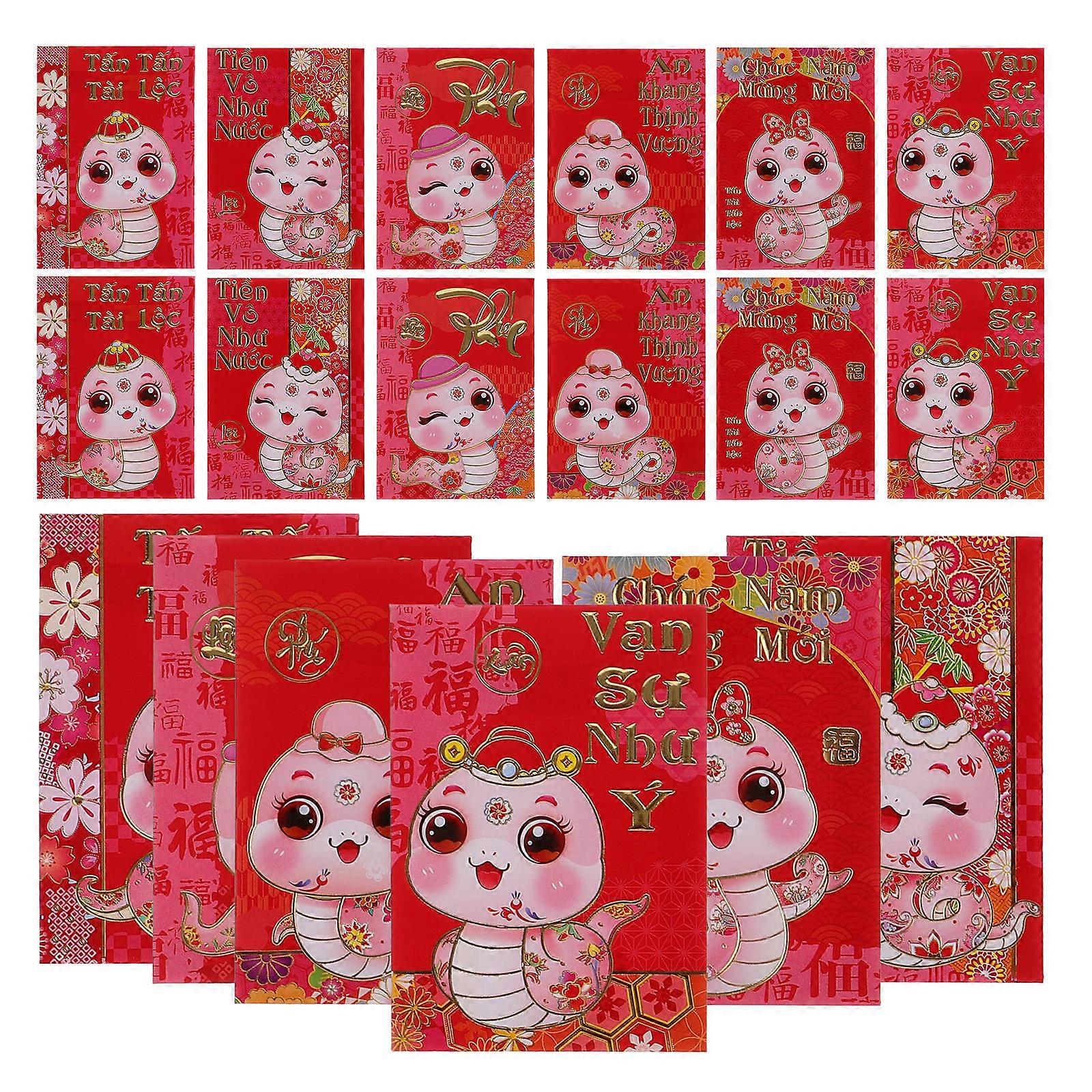 Vietnamese Red Envelopes for Wedding Use Year of The Snake 5Pcs Set