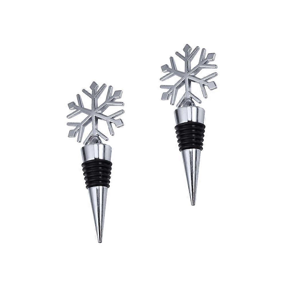 Bottle Corks Stoppers Snowflake Bottle Stopper Zinc Alloy For Home Bar Silver 2Pcs