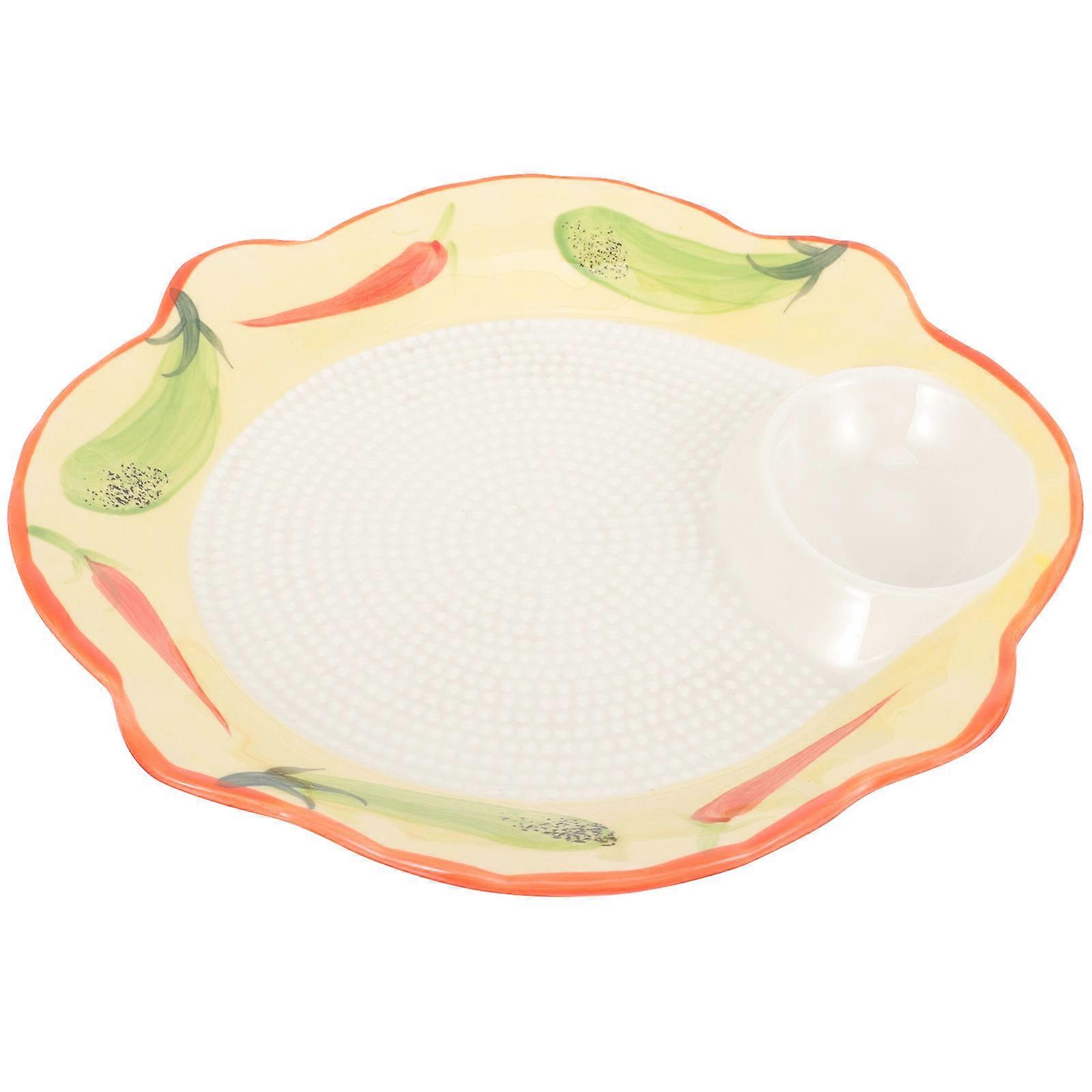 Sauce Plate Ceramic Divided Sections Wedding 23x23cm Novelty Shape 1Set