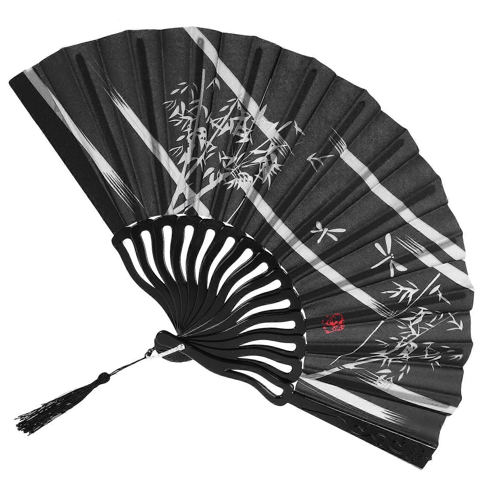 Decorative Folding Fan Plastic and Silk for Party 4Pcs Set