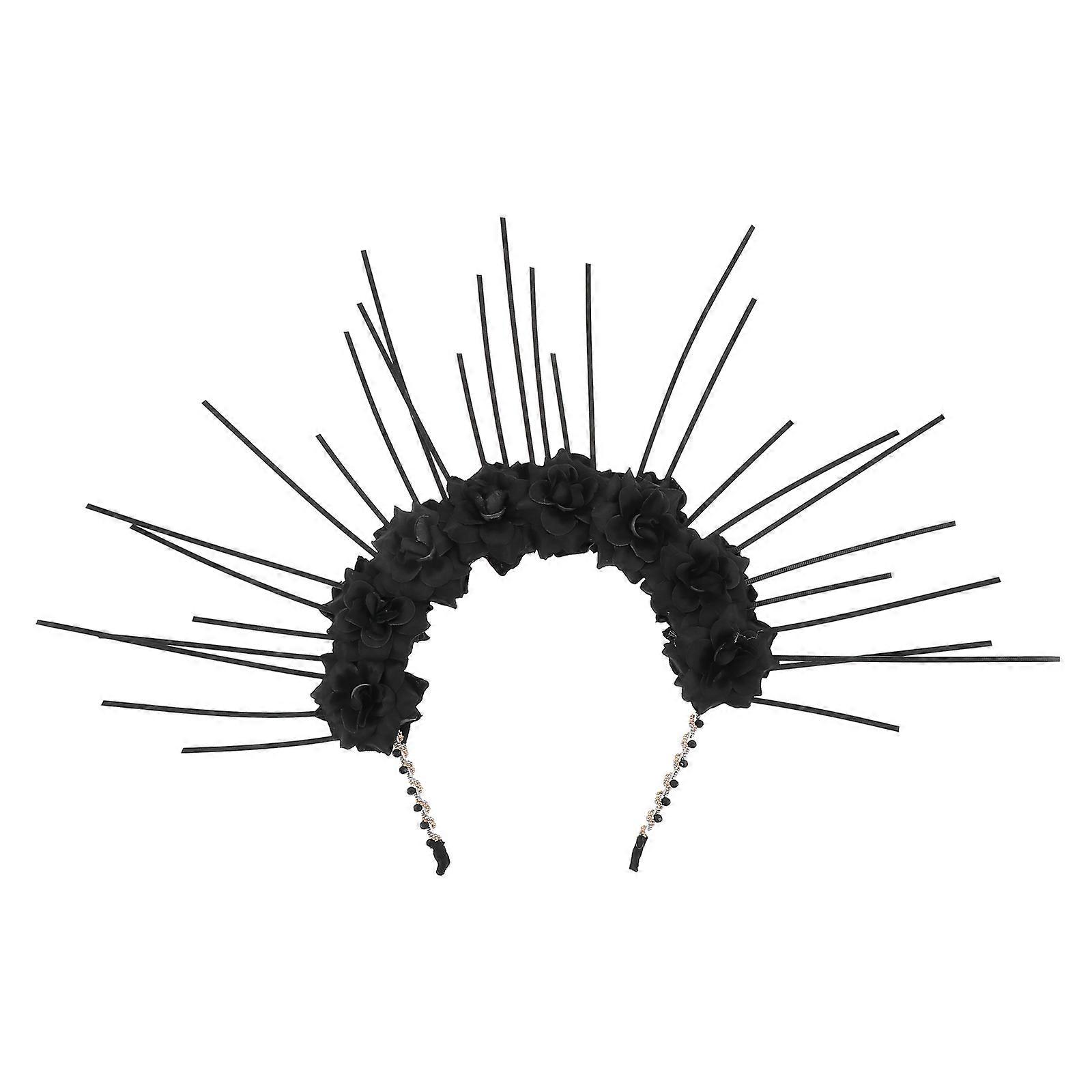 Performance Hair Accessory Gothic Flower Headband for Decor 2Pcs Black