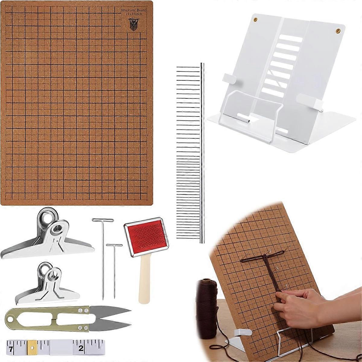 108 Pcs Macrame Tools and Supplies, Adjustable Holder, Double Sided Grids,Scissor Ruler for Braidin