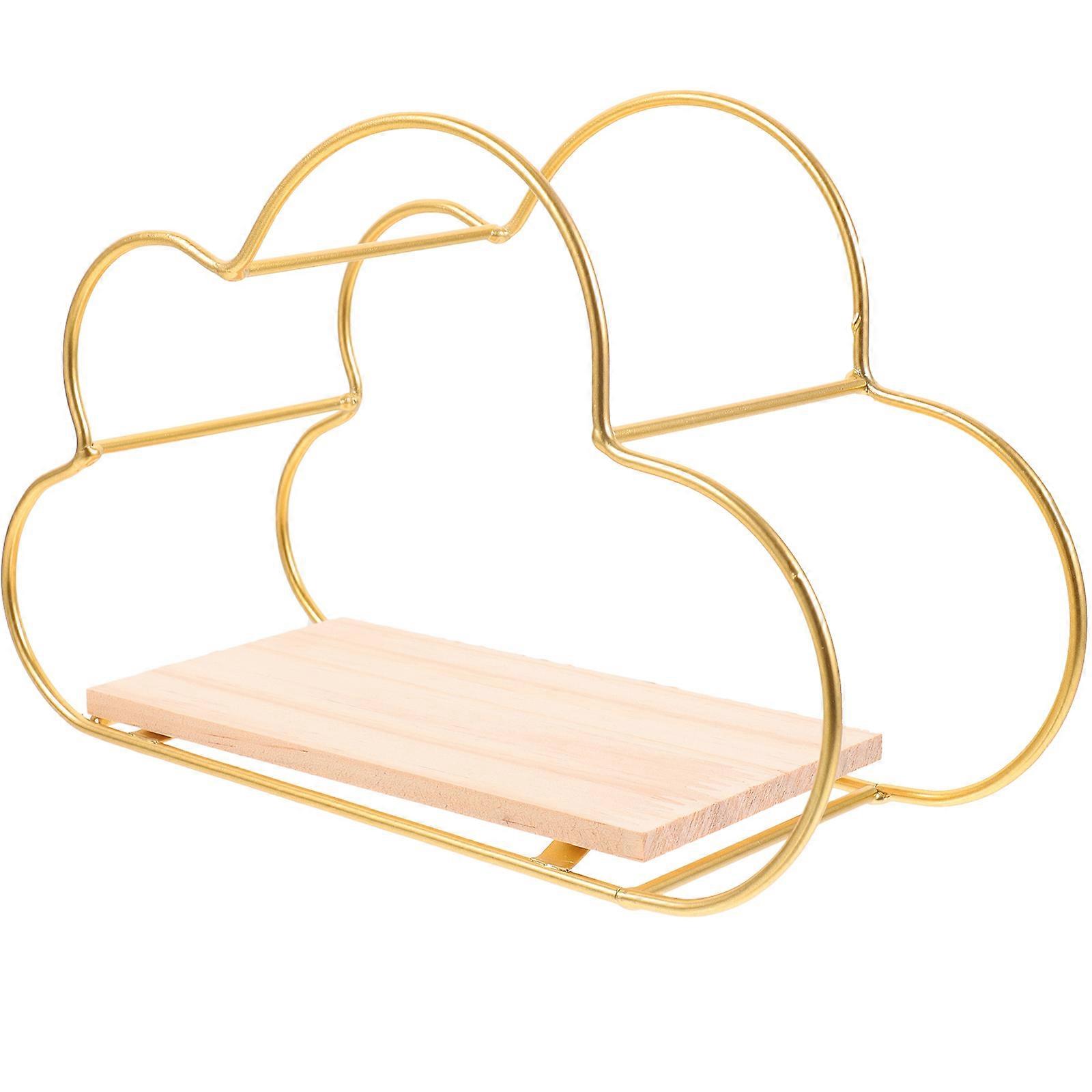 4Pcs Floating Shelf for Storage Wall Mounted Cloud Shaped Golden Display Shelf
