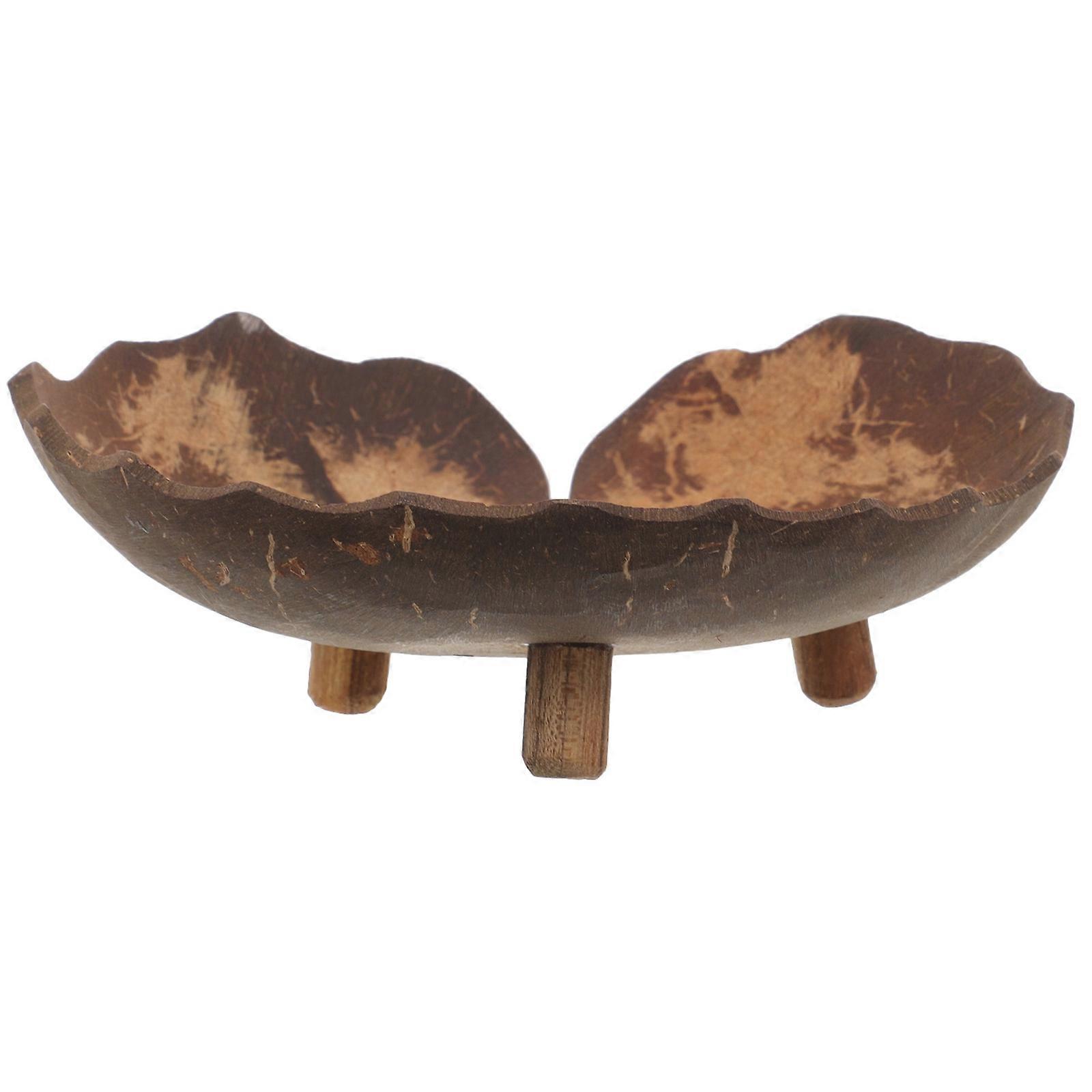 Self-Draining Soap Holder Light Brown Coconut Shell 5Pcs Soap Tray