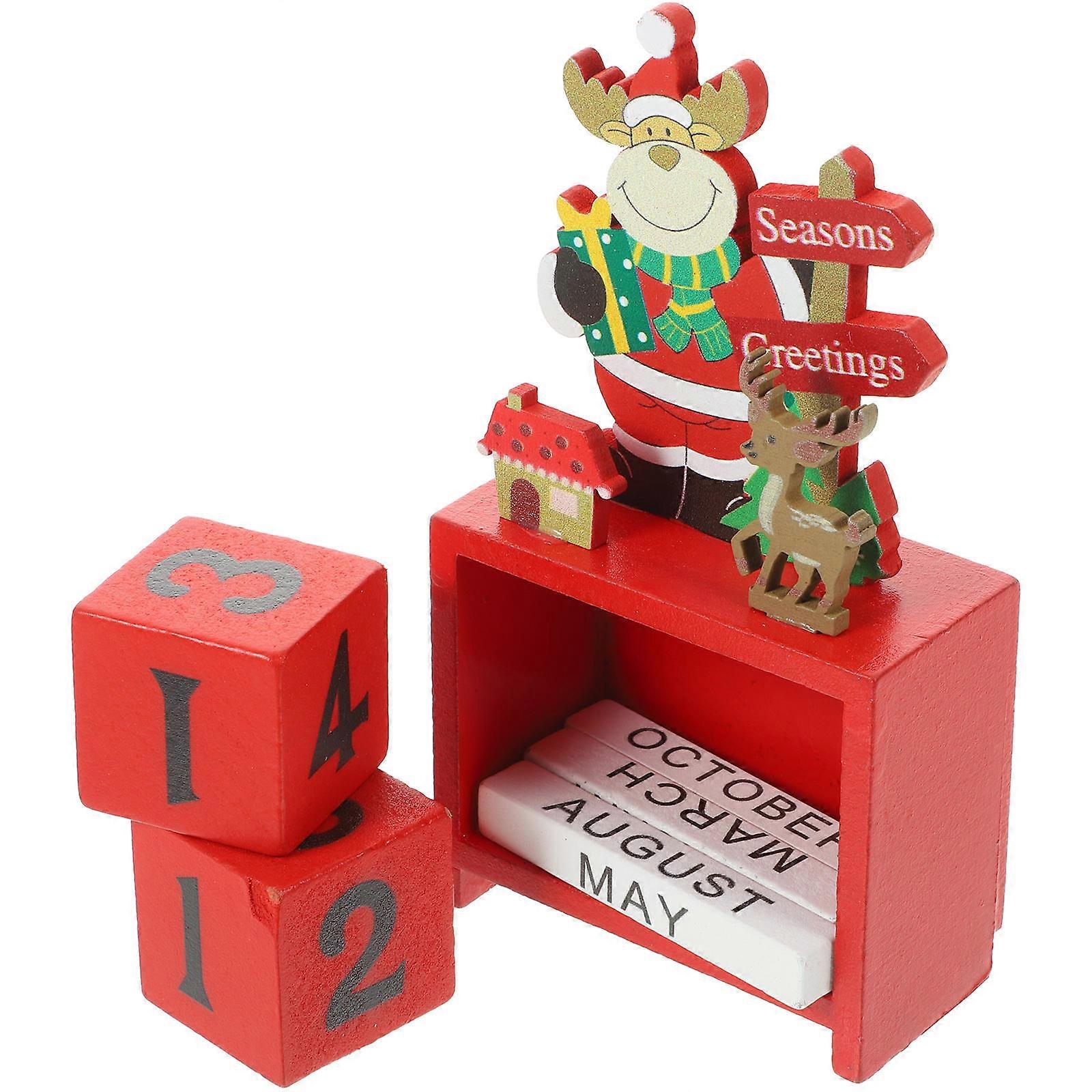 Christmas Table Decoration Wooden Blocks Calendar with 4Pcs Set