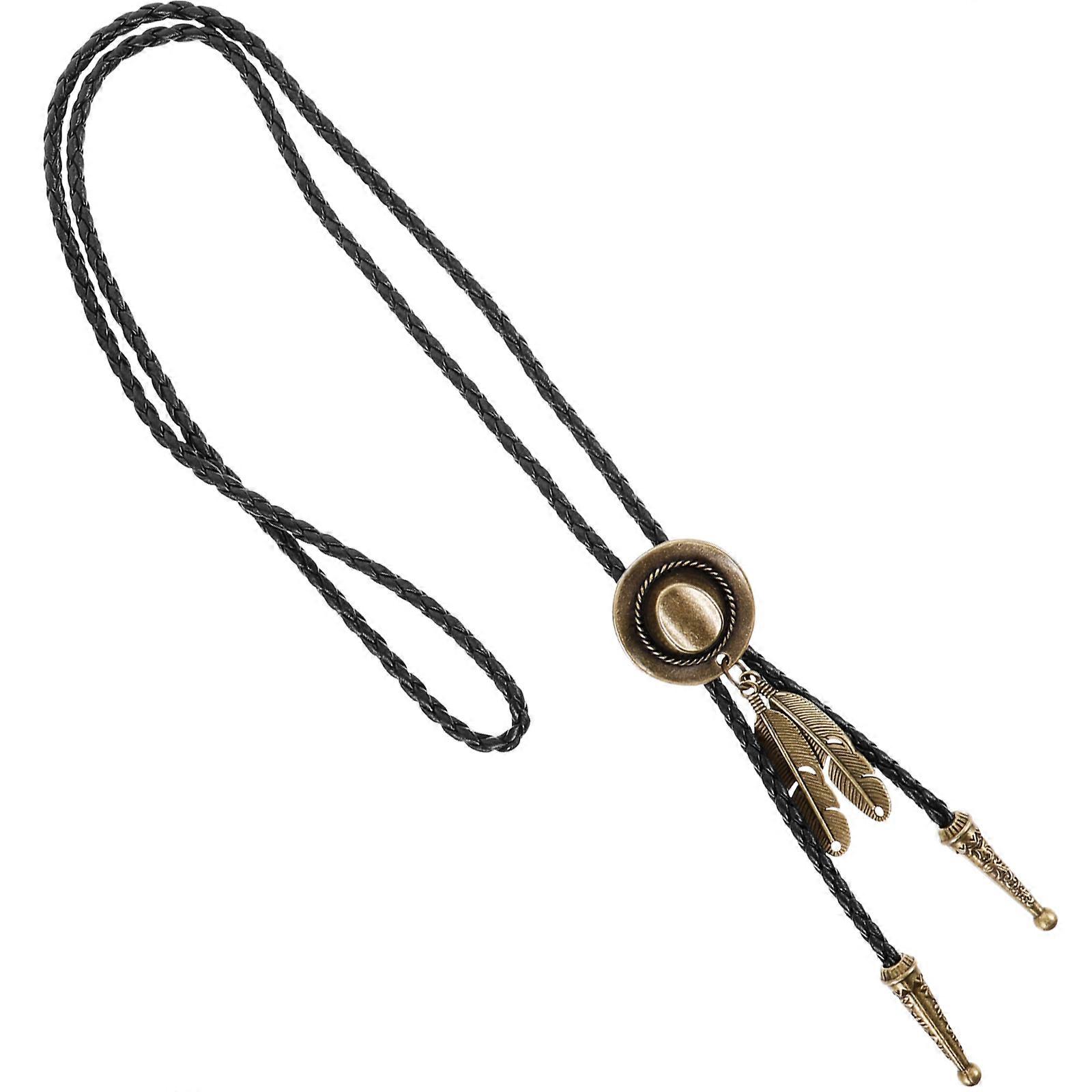 Men Bolo Tie Vintage Western Hat Decorative 2Pcs