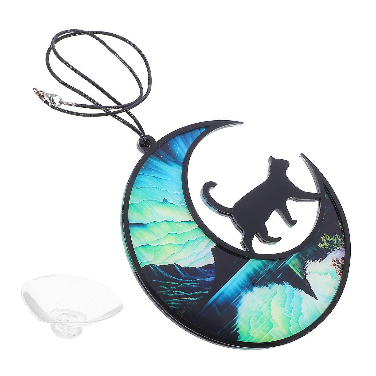 Moon Shaped Acrylic Wall Hanging for Decor with 4Sets Cat Sculptures