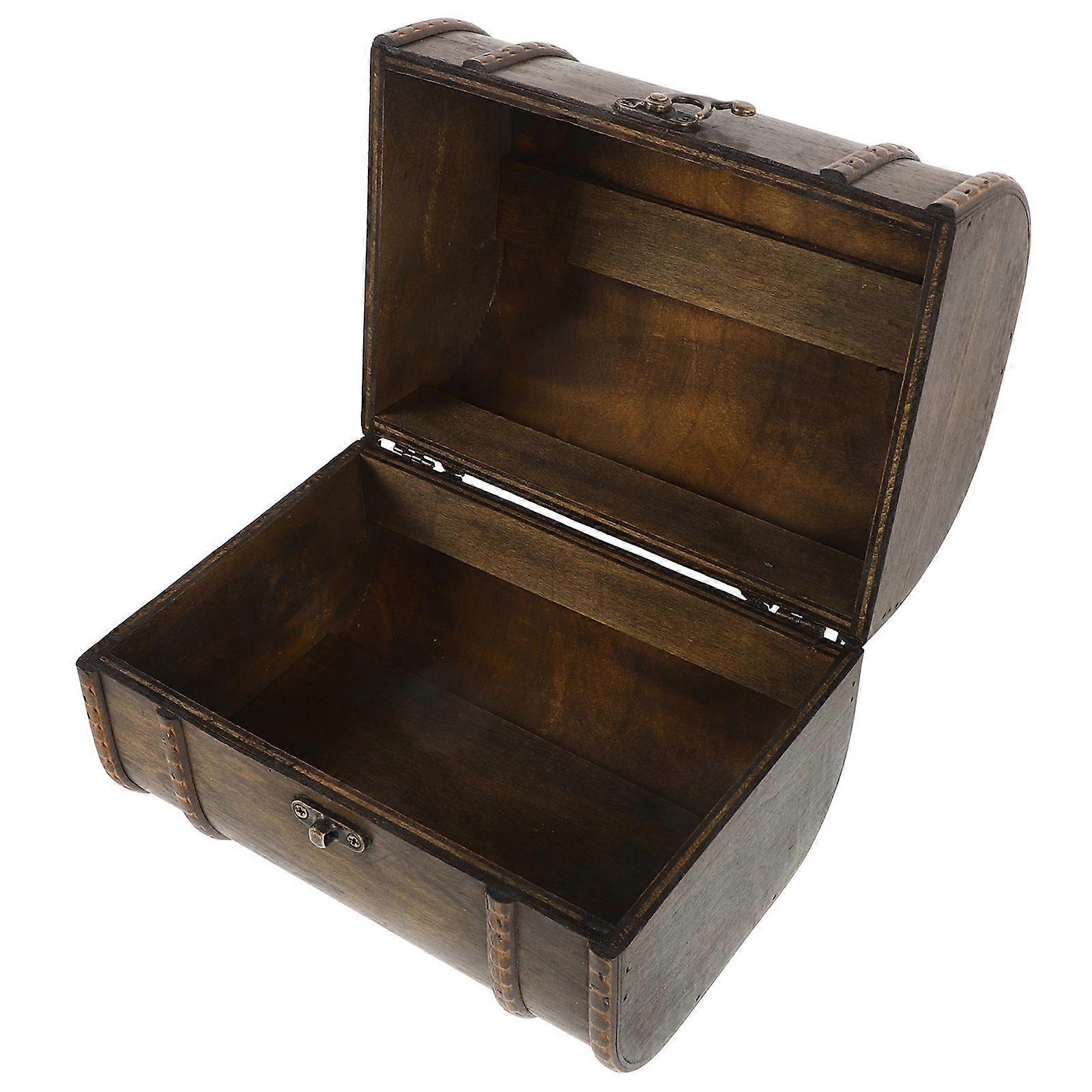 Wooden Box with Handle for Trinket Organization 2Pcs Small Treasure Chest