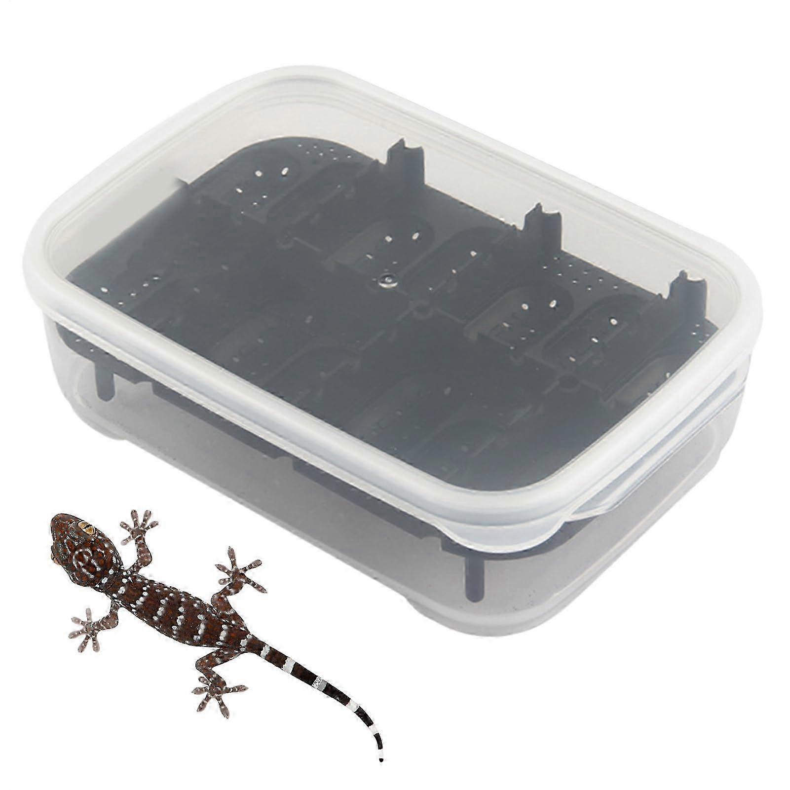 Reptile Incubator 14-grid Gecko Hatching Box Transparent Breeding Habitat For Indoor Outdoor Transport Black