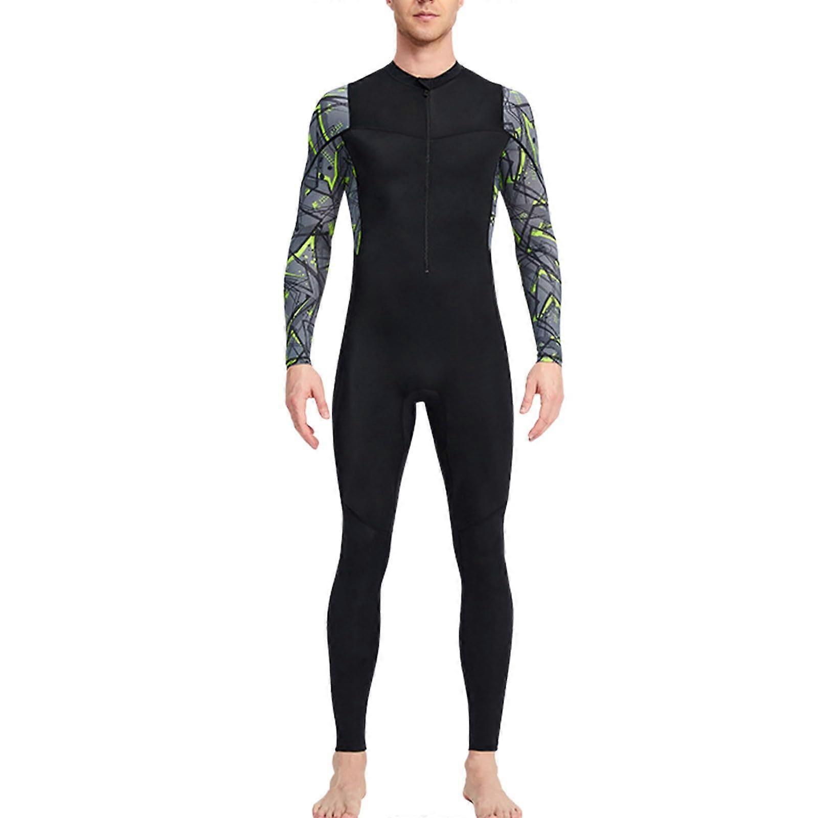 Wetsuit Men's Long Neoprene Thermal Swimsuit UV Protection Diving Suit Back Zip Long Sleeves Black Size L