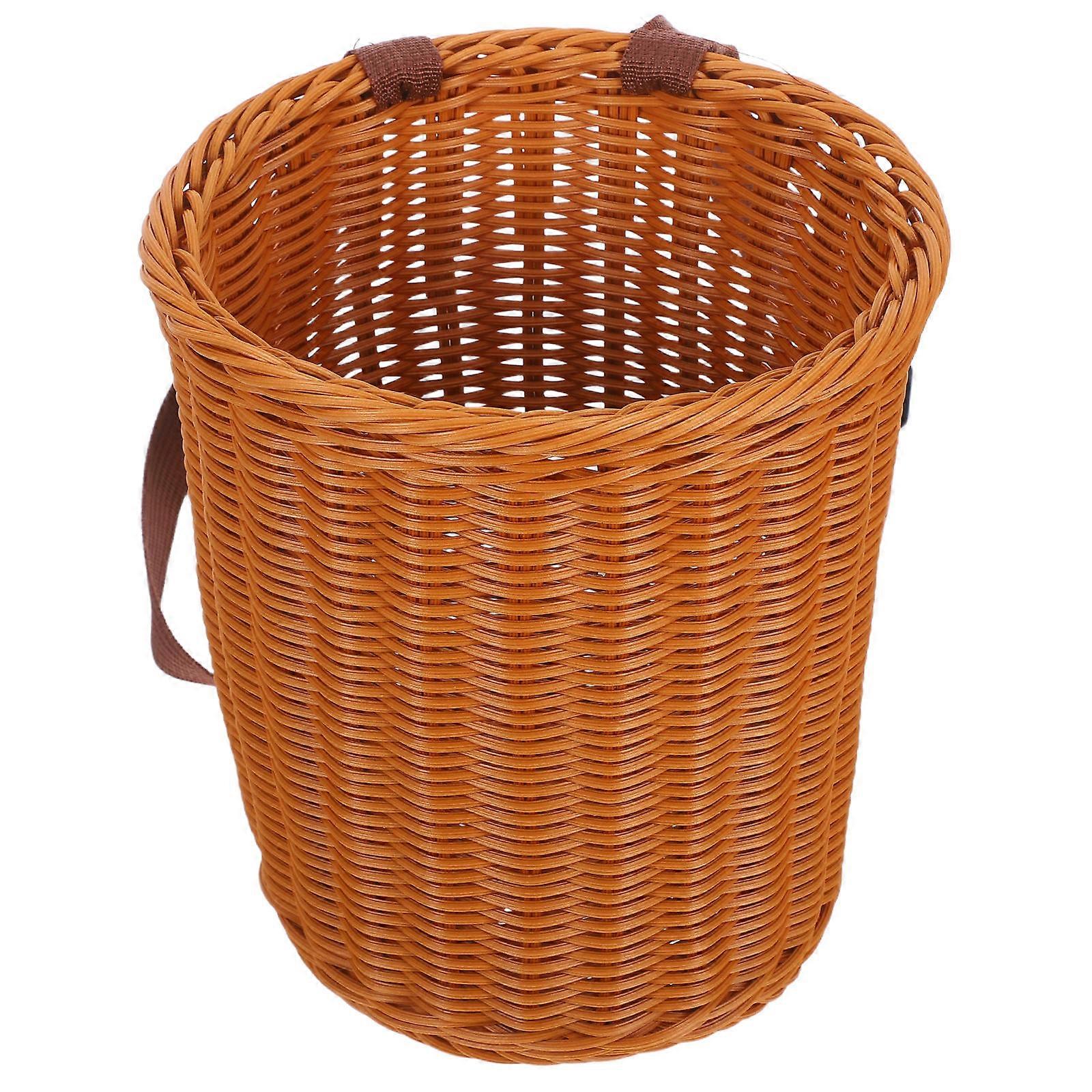 Light Brown Picnic Basket for Storage with Shoulder Straps