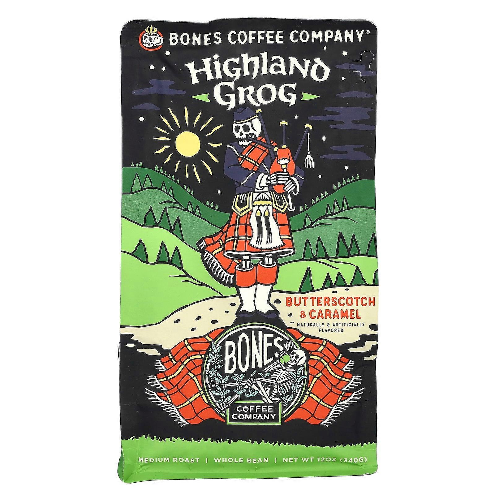 Highland Grog, Butterscotch & Caramel, Whole Bean, Medium Roast, 12 oz (340 g)