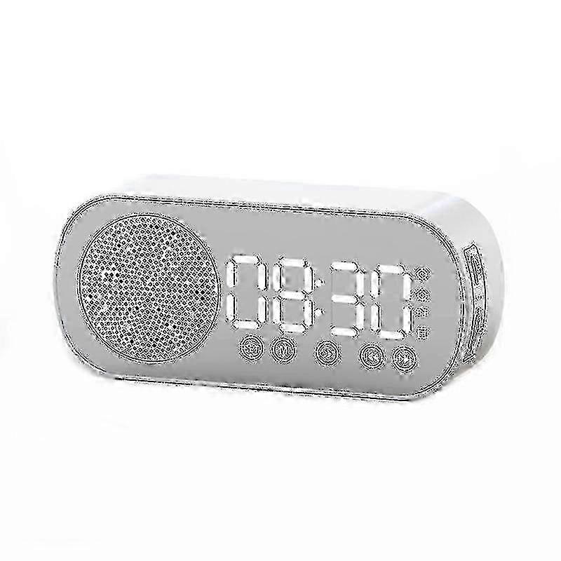 Multifunctional Smart Fm Radio Bluetooth Speaker Alarm Clock Mirror--white miao8