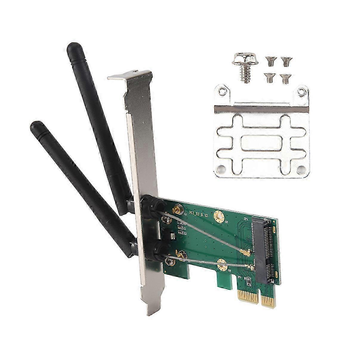 Adaptador Mini PCI-E para PCI-E compatível com 2 antenas para PC.