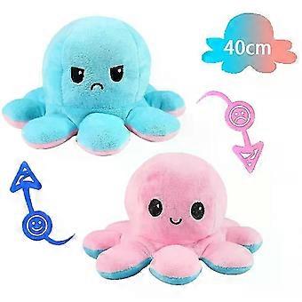 Rl 40 cm großer, wendbarer Riesen-Oktopus, Kuscheltier, wendbar, fröhliches und trauriges Oktopus-Plüschtier, zeigen Sie Ihre Stimmung, ohne ein Wort zu sagen! Lila und Blau