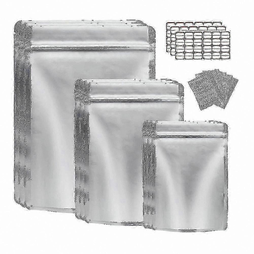 50-Pack Resealable Mylar Bags with Oxygen Absorbers for Food Storage, Ideal for Grains and Nuts