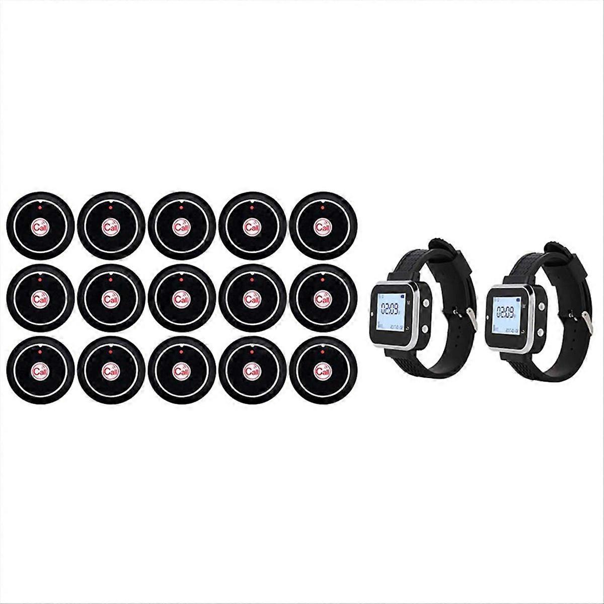 Cafe Waiter Service Buzzer 2 Watch Waiter Pager 15 Restaurant Table Call Button  mitter Wireless Calling System (UK)