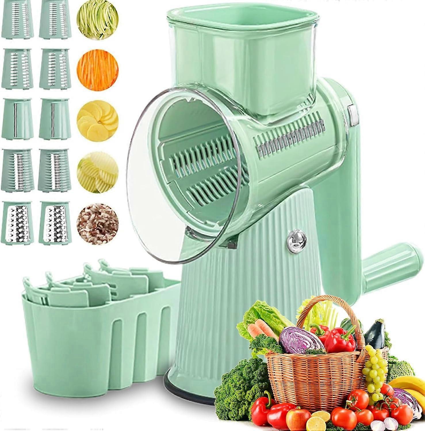 Le D'Affaires 5 in 1 Cheese Grater, Rotary Vegetable Slicer with Handle – Compatible with Le D Affaires accessories