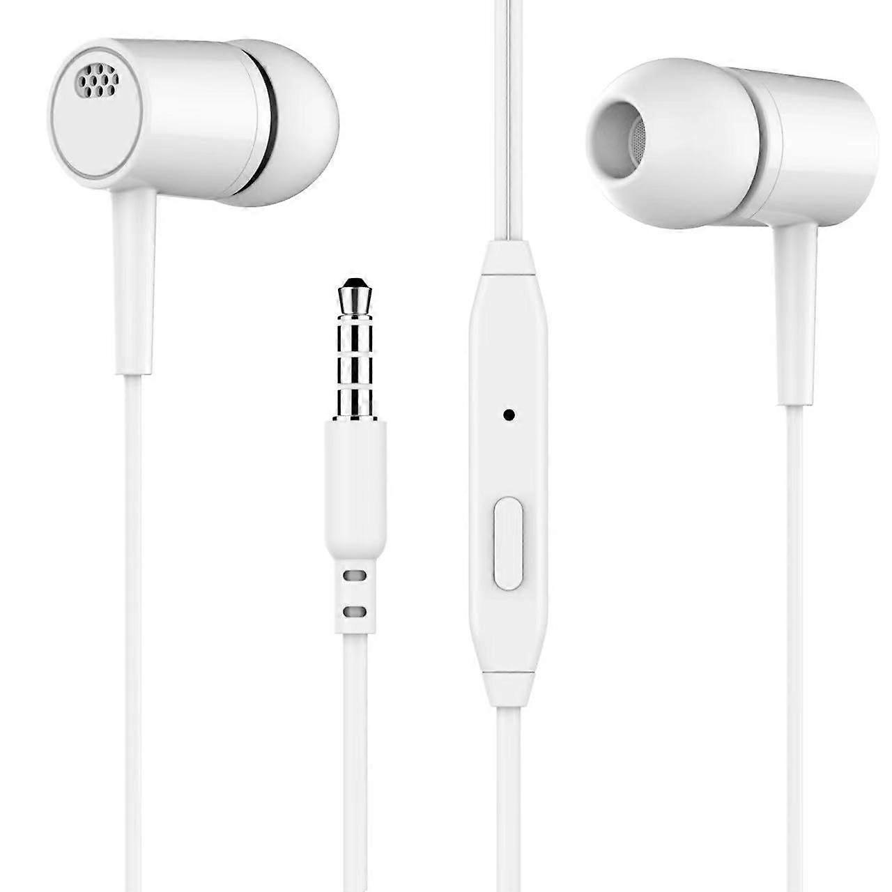 Wired Earphones With Microphone And Controls, 3.5mm AUX, USB TypeC, Lightning Compatible, White