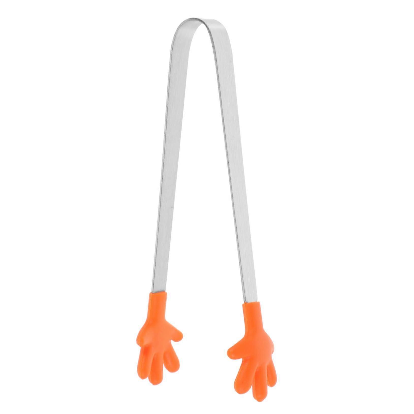 Stainless Steel Ice Cube Tong Compact With Non Slip Silicone Grip Mini Portable Food Clamp For Sugar Cubes And Candy