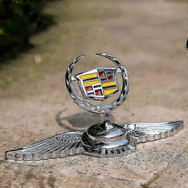 Τρισδιάστατο λογότυπο αυτοκινήτου, μπροστινό καπό, διακοσμητικό καπό, χρώμιο, σήμα αετού, συμβατό με ασημένια φτερά Cadillac