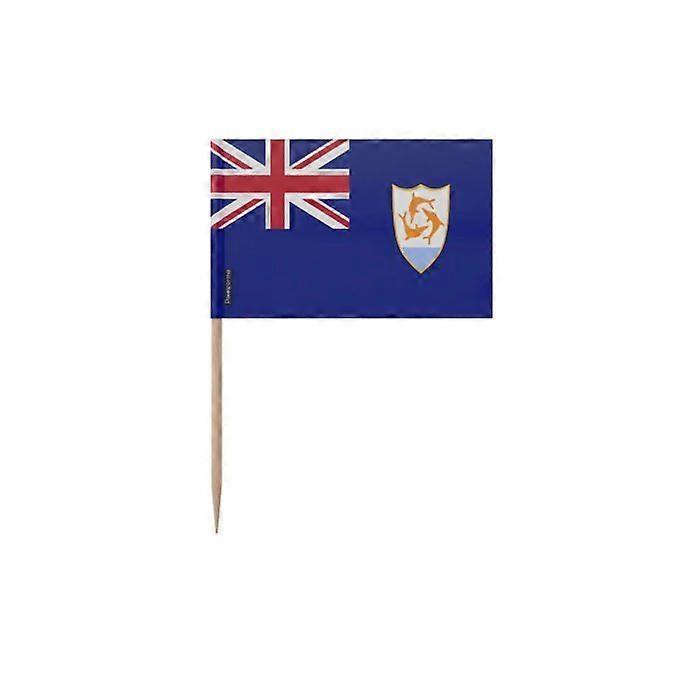 Toothpicks Anguilla Flag - 8 cm - 100 pieces - Adhesive plastic - Bamboo stick - Pixelforma