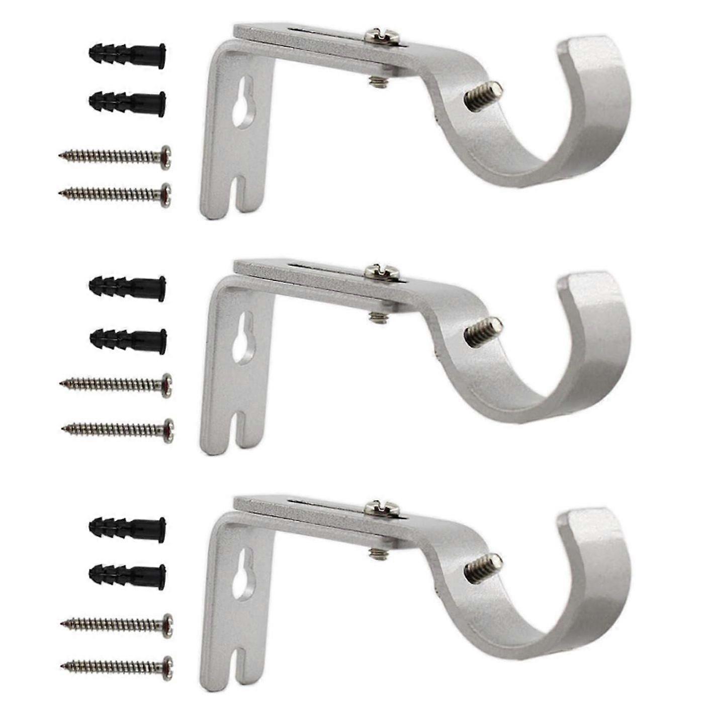 3-Pack Roman Rod Brackets, Adjustable Curtain Rod Brackets, Valance Support Wall Brackets with Hooks and Screws