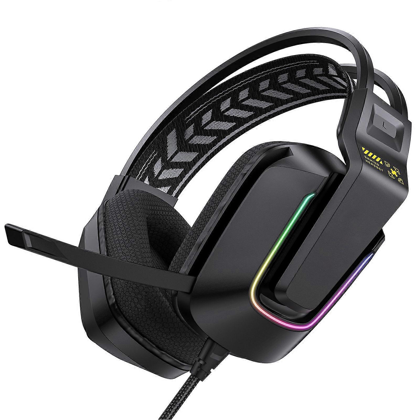 Wired Gaming Headset Memory Foam Ear Cushions Adjustable Headband Gaming Headset with Mic for PC Laptop Game Console Black 