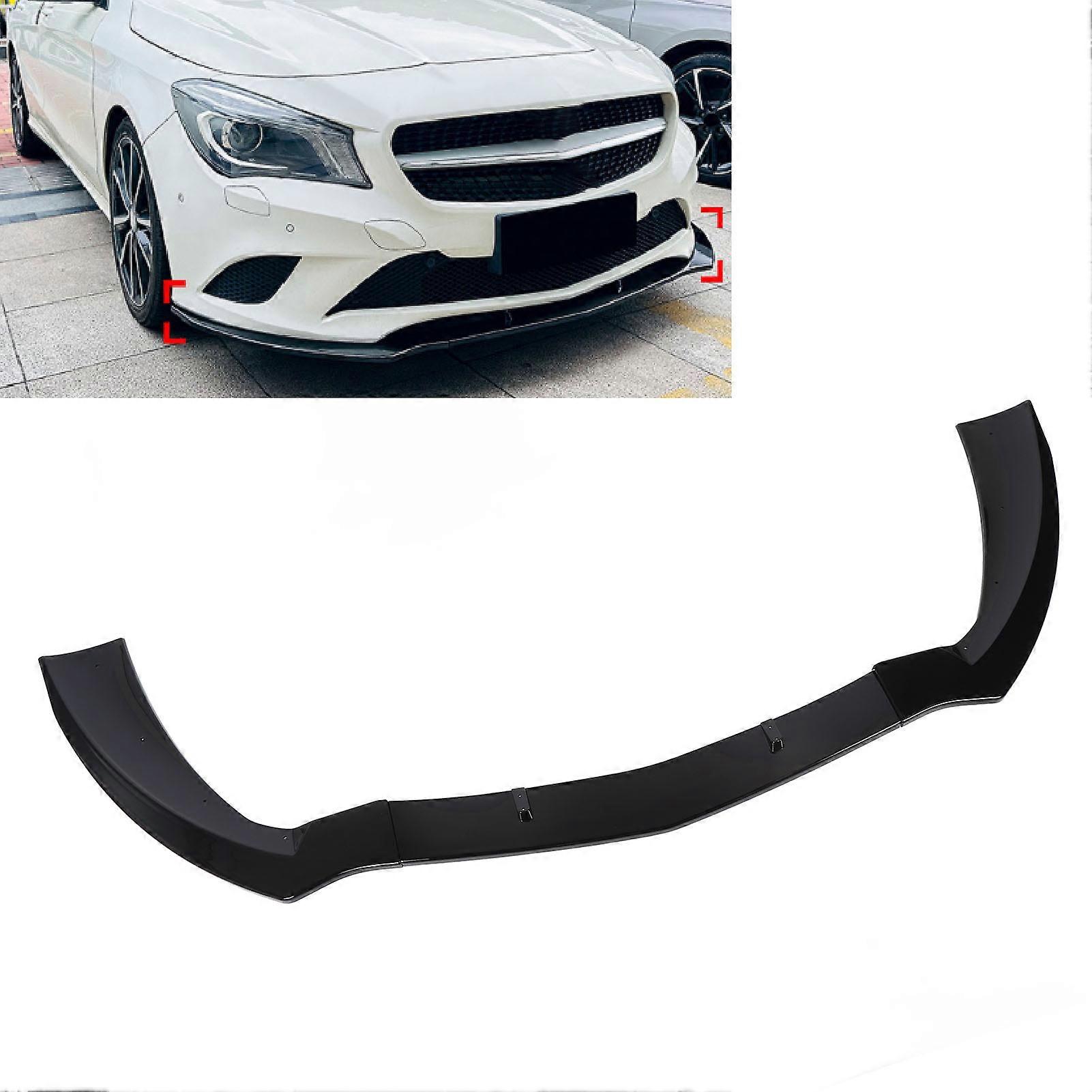 Front Bumper Lip Spoiler 3 Section Type Impact Resistant Upgrade Racing Look Bumper Lip Splitter Body Kit for CLA-Class C117 X117 Glossy Black 