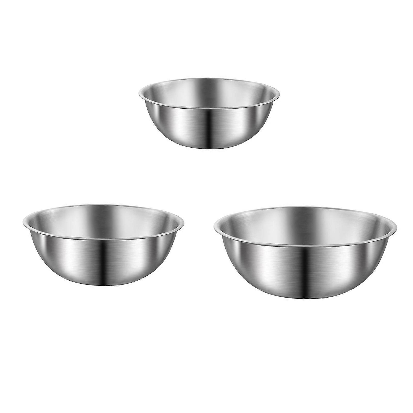 Practical Stainless Steel Bowls with Smooth Brims Functional Kitchen Bowls with Measuring Marks for Cooking and Serving Multicolor