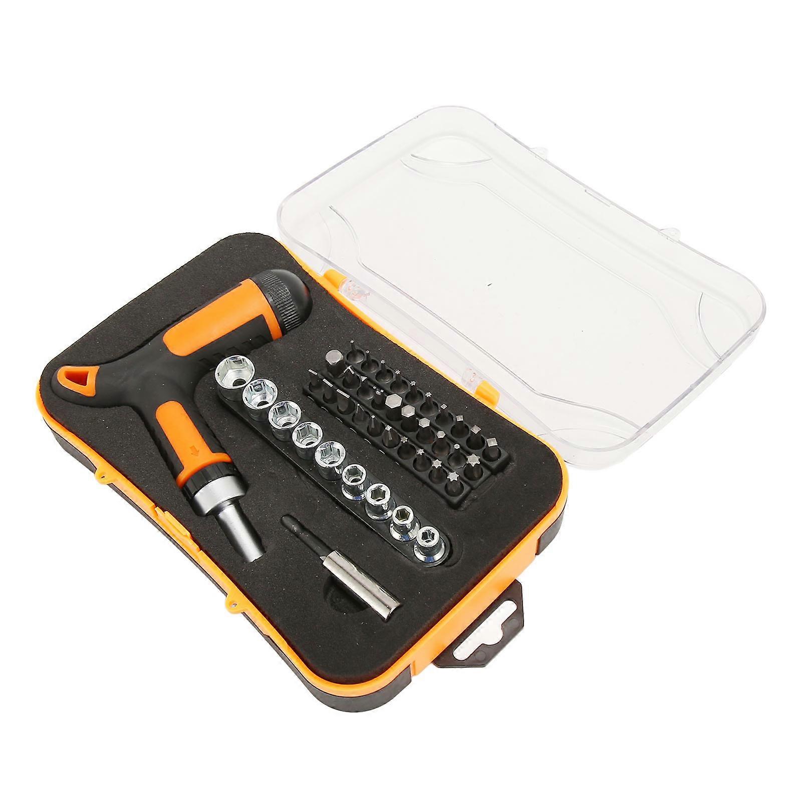T Handle Screwdriver Set Multifunctional High Accuracy Rustproof Durable Ratchet and Bit Set for Home Repair Tools